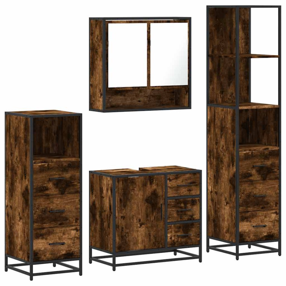 Set de muebles baño 4 pzas madera contrachapada roble