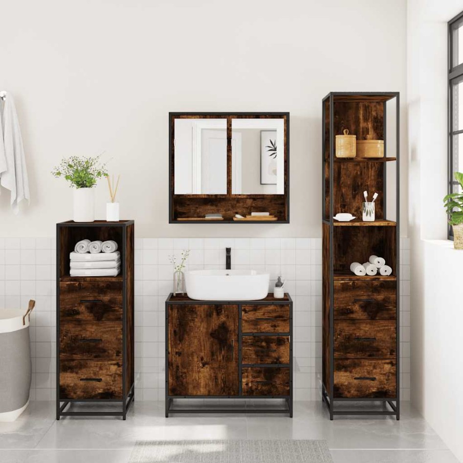 Set de muebles baño 4 pzas madera contrachapada roble