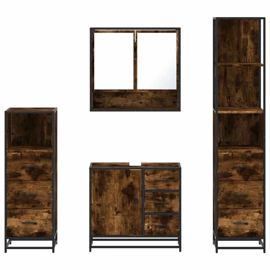 Set de muebles baño 4 pzas madera contrachapada roble