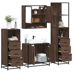Set de muebles baño 4 pzas madera contrachapada roble