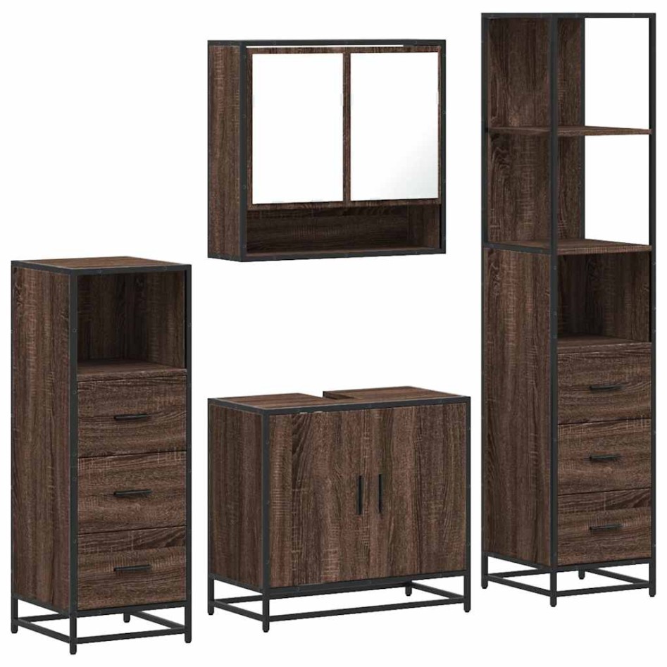 Set de muebles baño 4 pzas madera contrachapada roble