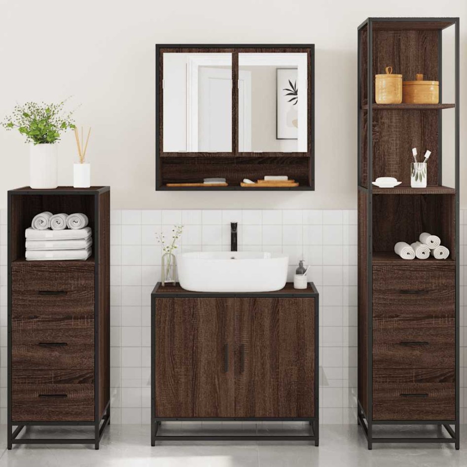 Set de muebles baño 4 pzas madera contrachapada roble