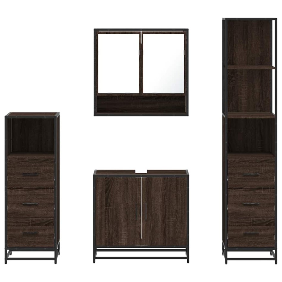 Set de muebles baño 4 pzas madera contrachapada roble