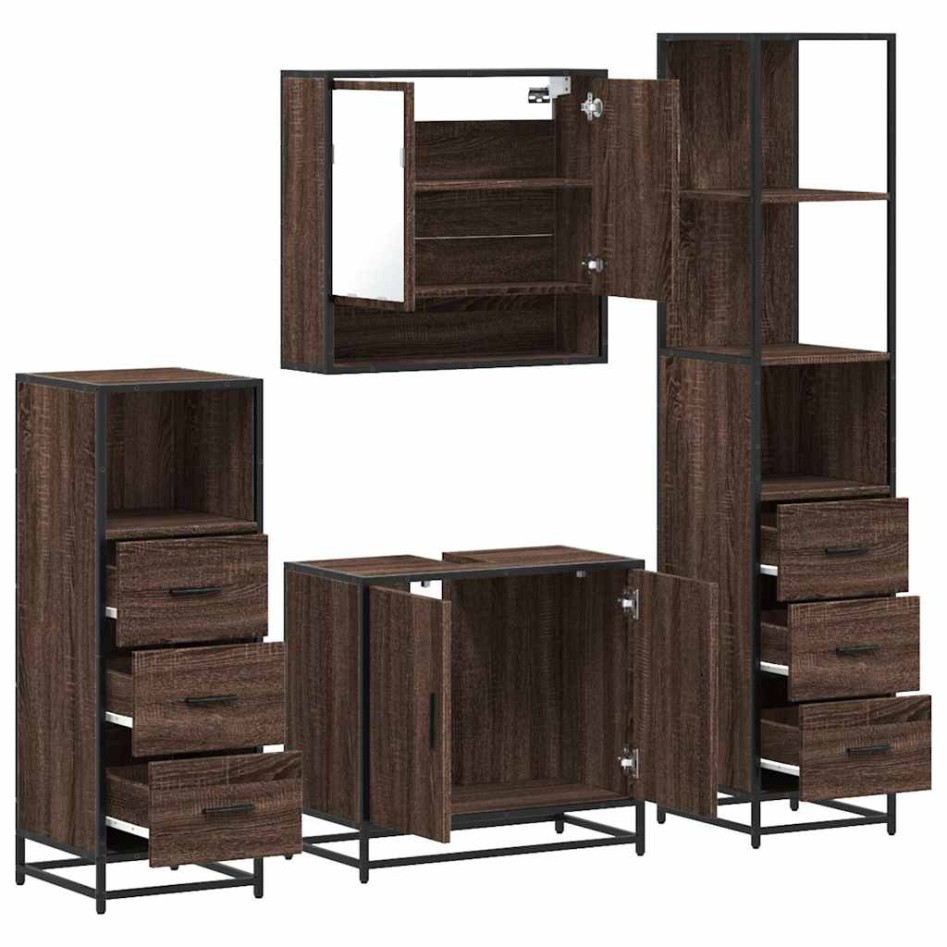 Set de muebles baño 4 pzas madera contrachapada roble