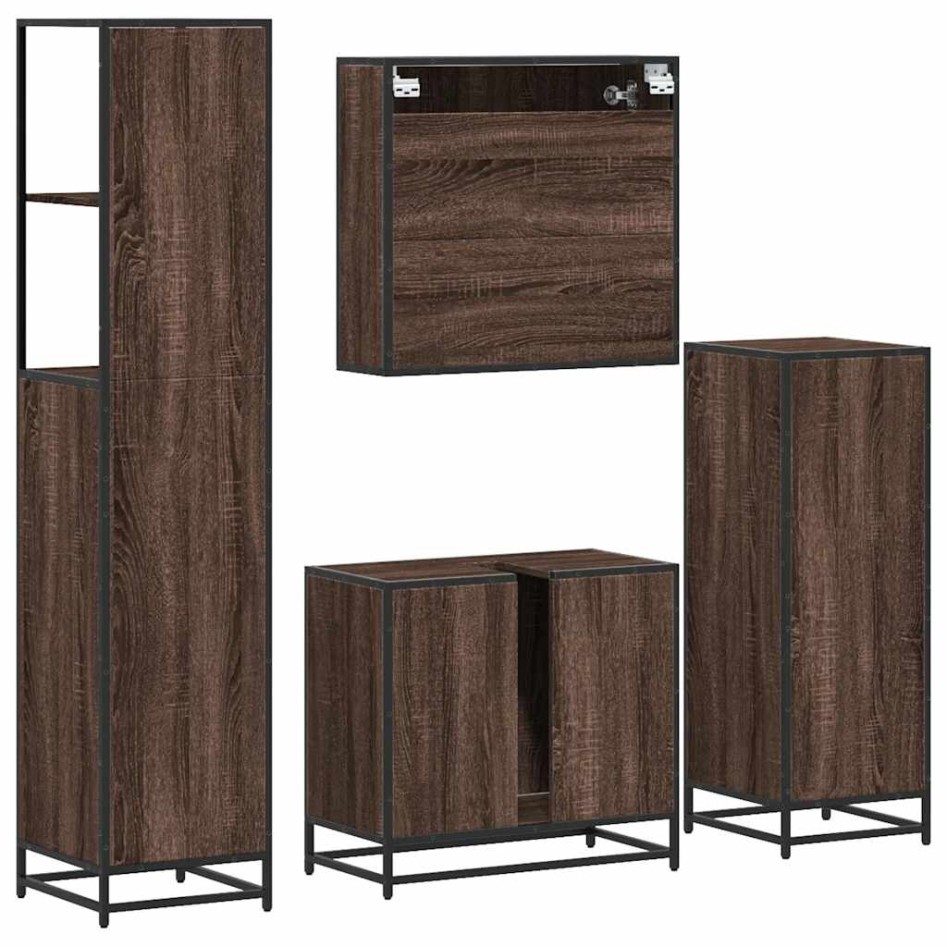 Set de muebles baño 4 pzas madera contrachapada roble