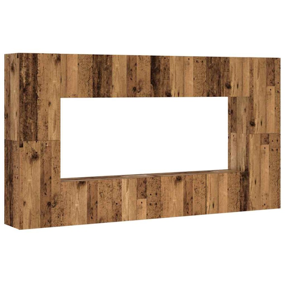 Conjunto de mueble de TV 8 piezas montado la pared madera