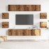 Conjunto de mueble de TV 8 piezas montado la pared madera