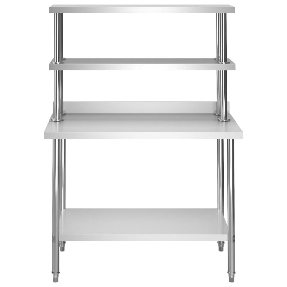 Mesa de trabajo de cocina con estante acero inox 120x60x150