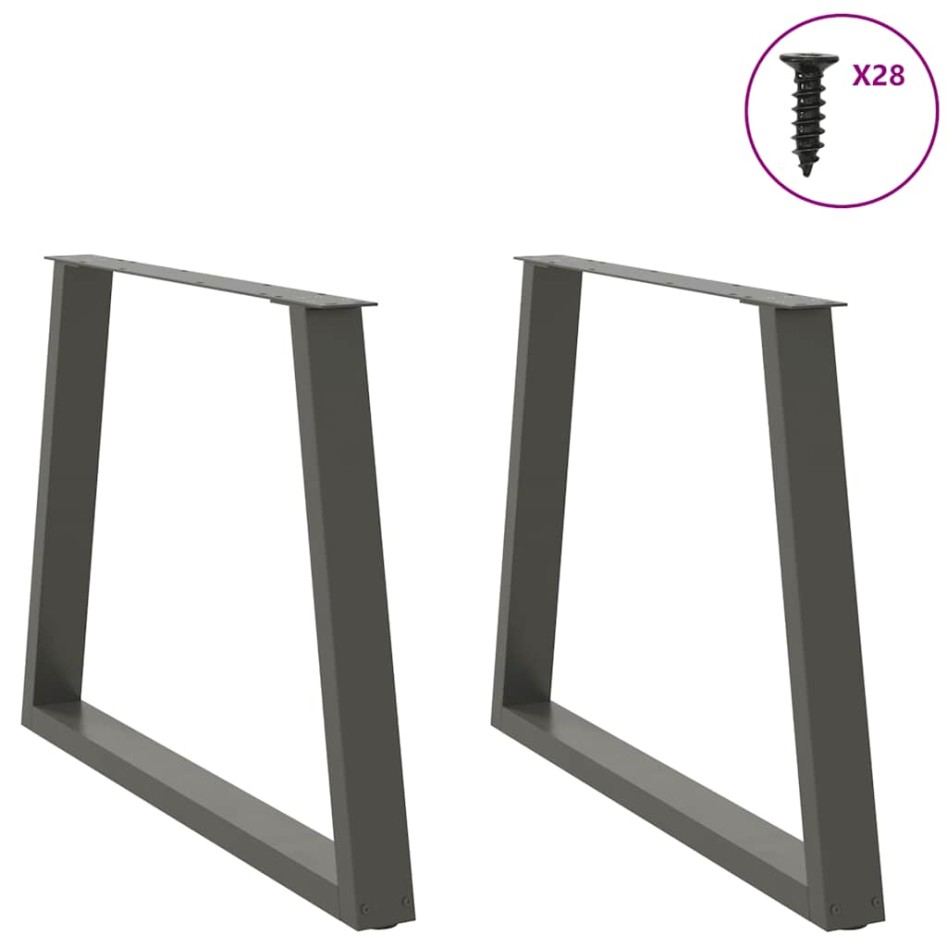 Patas para mesa comedor forma V 2uds antracita 100x(72-73,3)