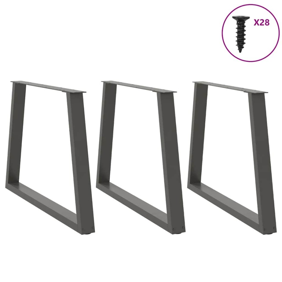 Patas para mesa comedor forma V 3uds antracita 90x(72-73,3)