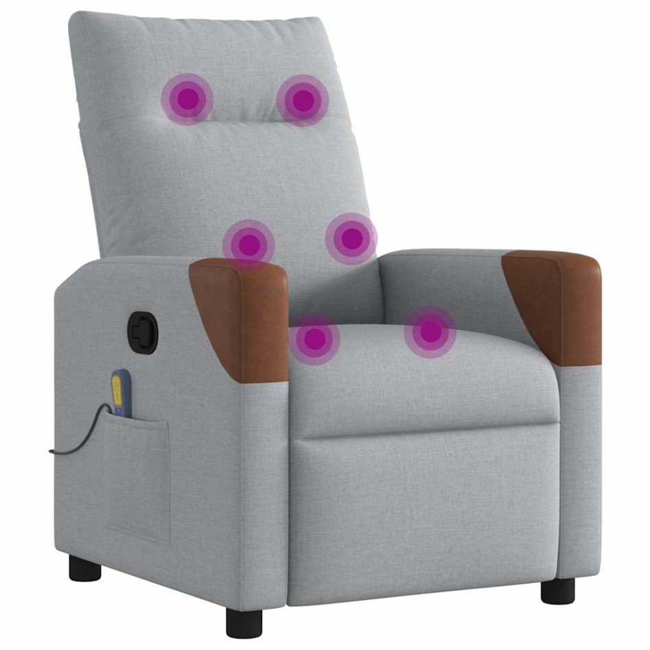 Sillón reclinable de masaje de tela gris