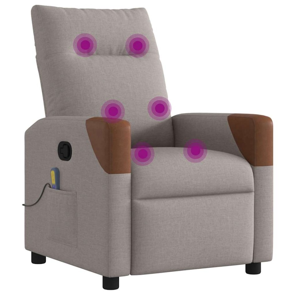 Sillón de masaje reclinable de tela gris