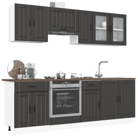 Mueble de cocina Kalmar negra 8 piezas madera