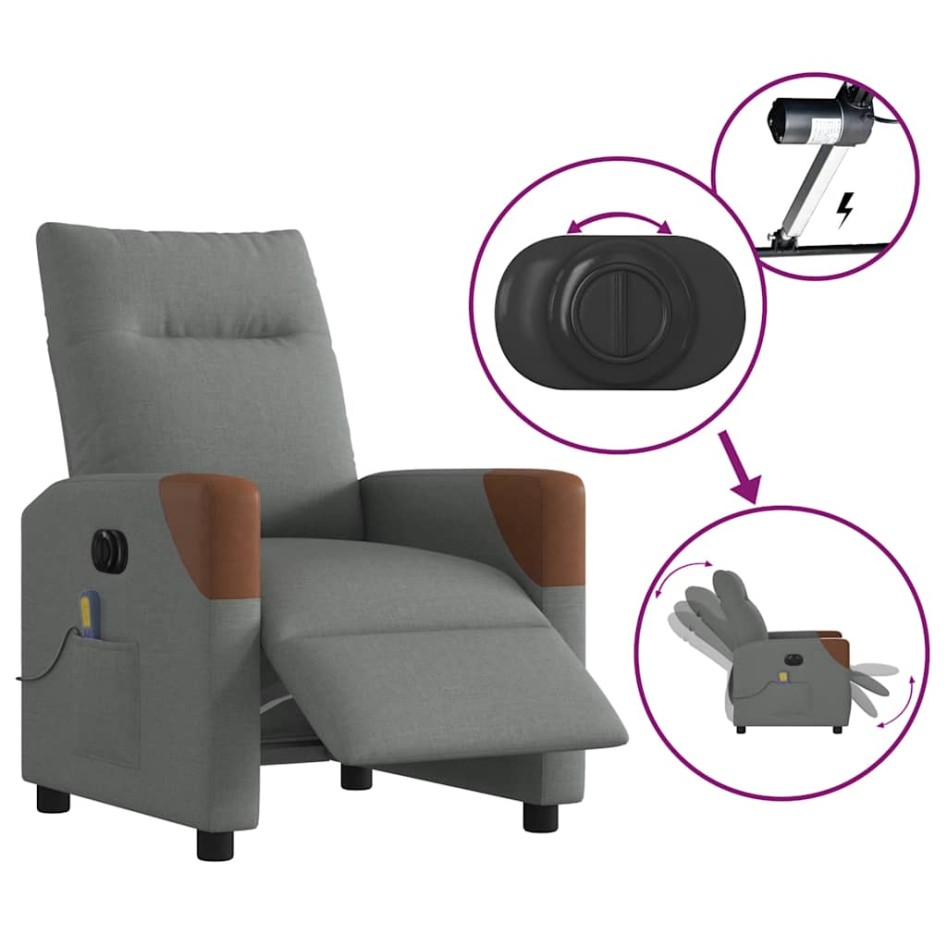 Sillón reclinable de masaje eléctrico tela gris