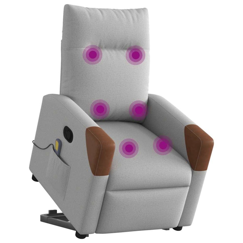 Sillón de masaje reclinable de pie de tela gris