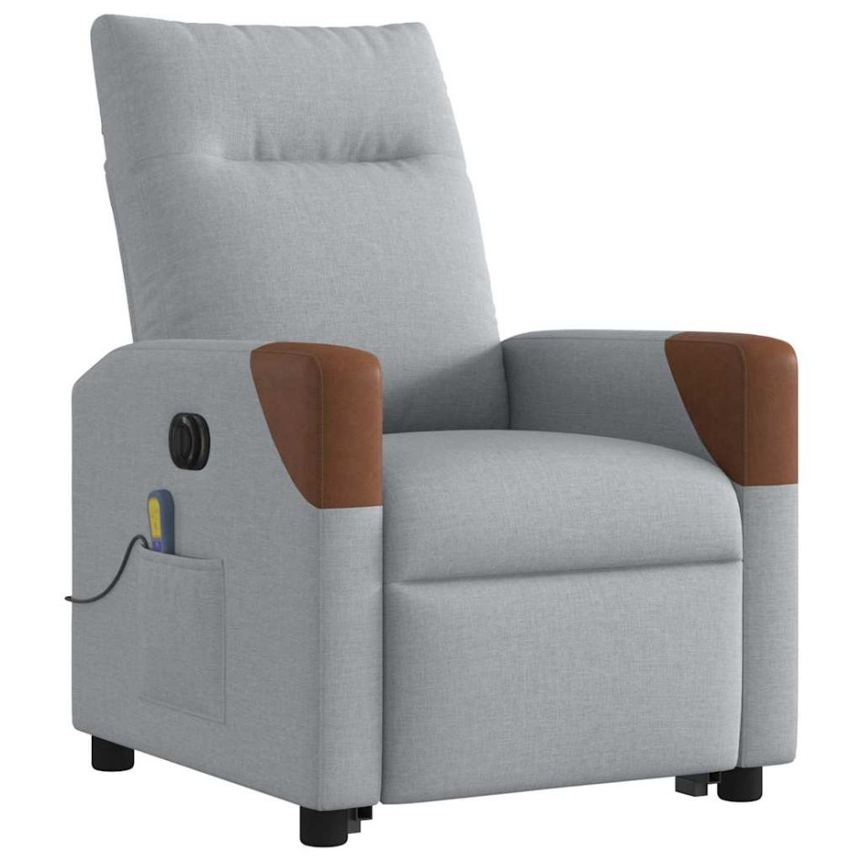 Sillón de masaje eléctrico reclinable elevable tela gris