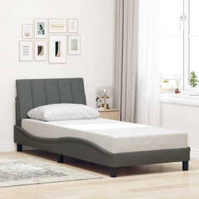 Estructura de cama sin colchón tela gris oscuro 80x200