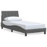 Estructura de cama sin colchón tela gris oscuro 80x200