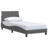 Estructura de cama sin colchón tela gris oscuro 80x200