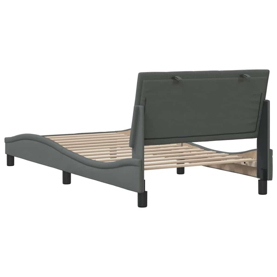 Estructura de cama sin colchón tela gris oscuro 90x200