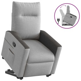 Sillón reclinable elevable de tela gris