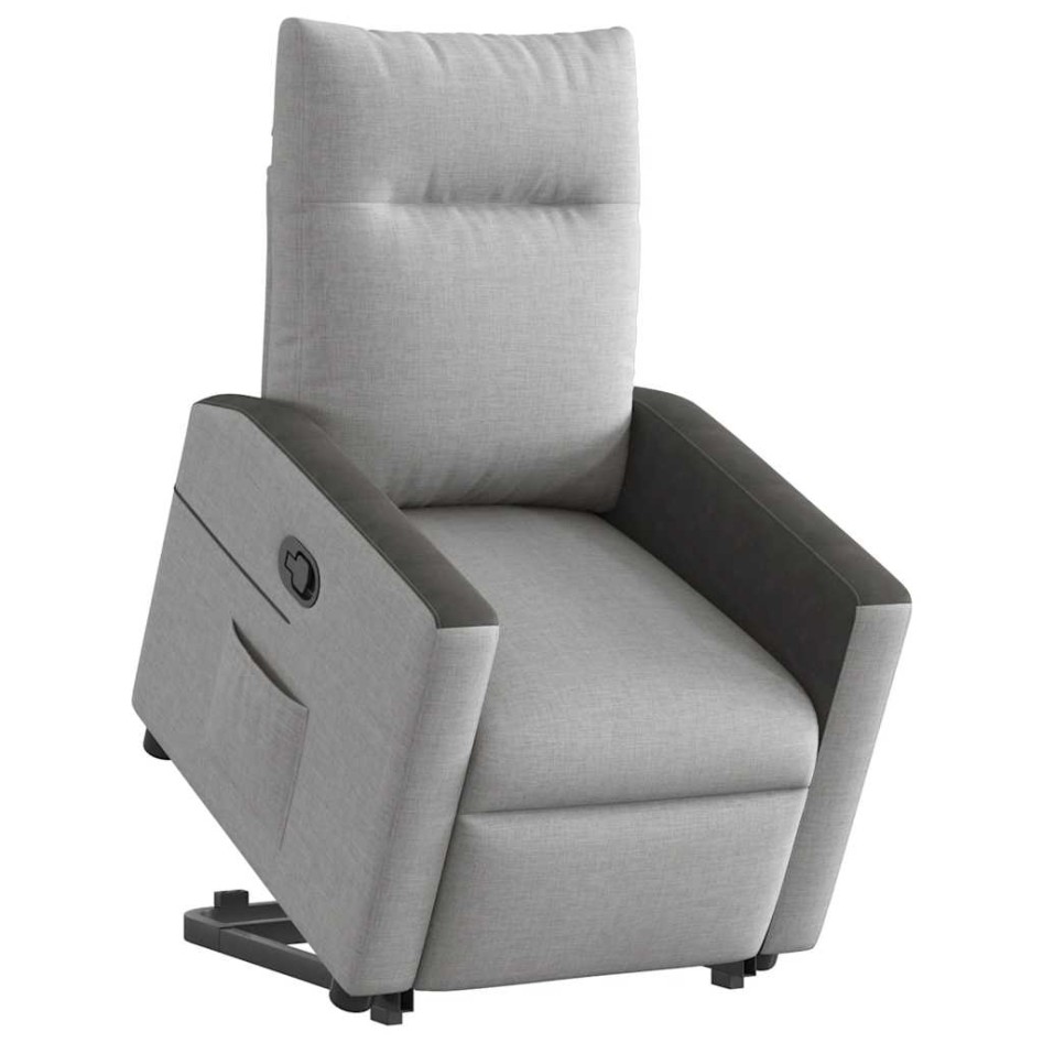 Sillón reclinable elevable de tela gris