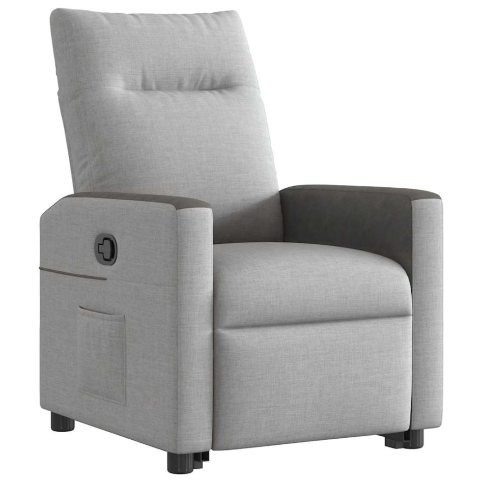 Sillón reclinable elevable de tela gris