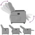 Sillón reclinable elevable de tela gris