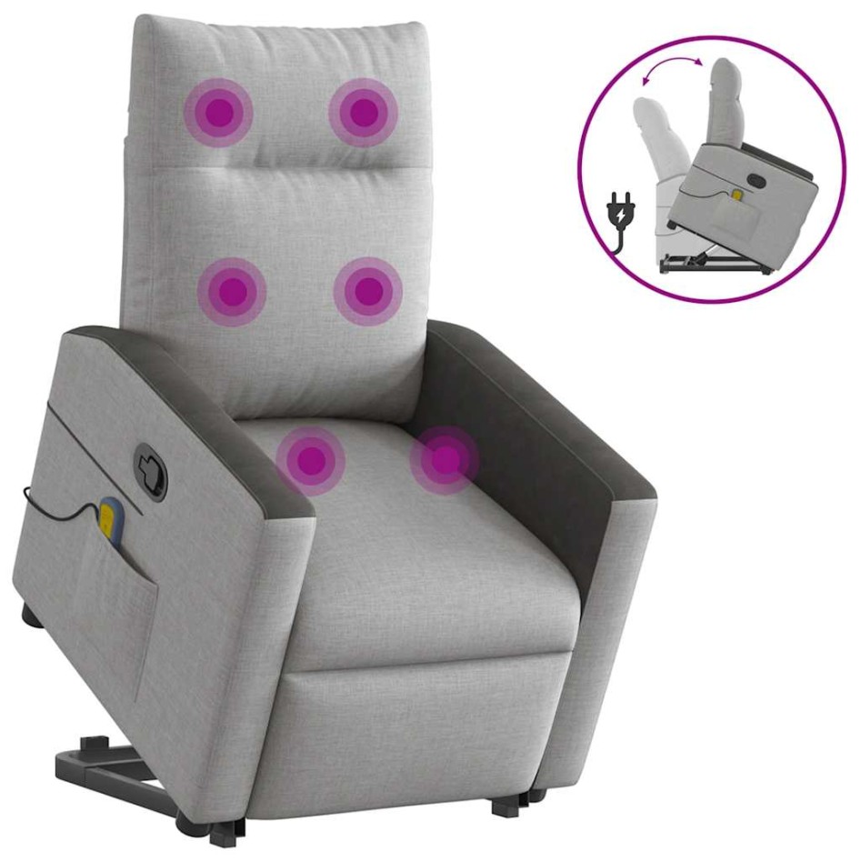 Sillón de masaje reclinable de pie de tela gris