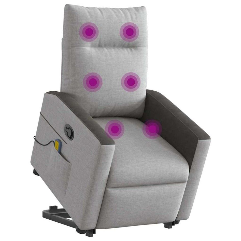 Sillón de masaje reclinable de pie de tela gris