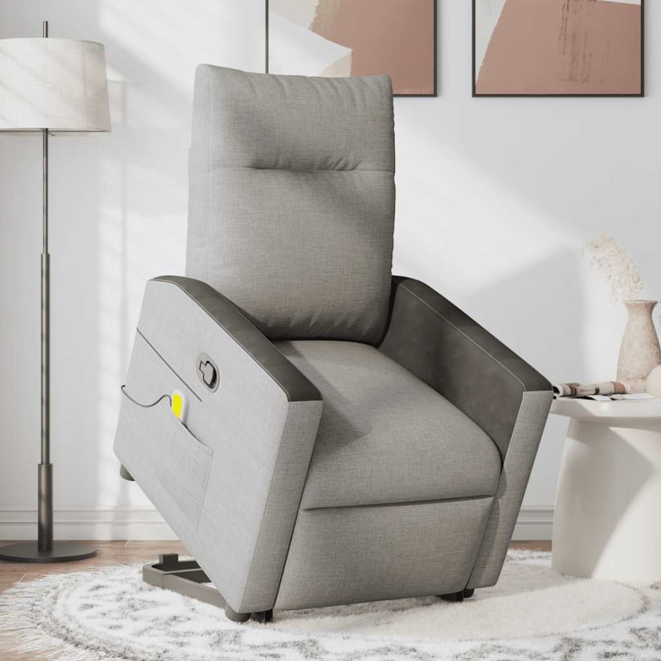 Sillón de masaje reclinable de pie de tela gris