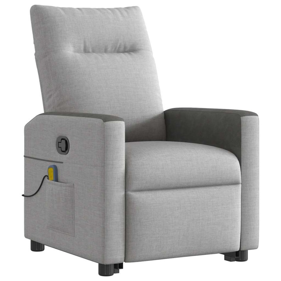 Sillón de masaje reclinable de pie de tela gris