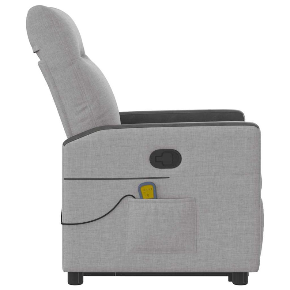Sillón de masaje reclinable de pie de tela gris
