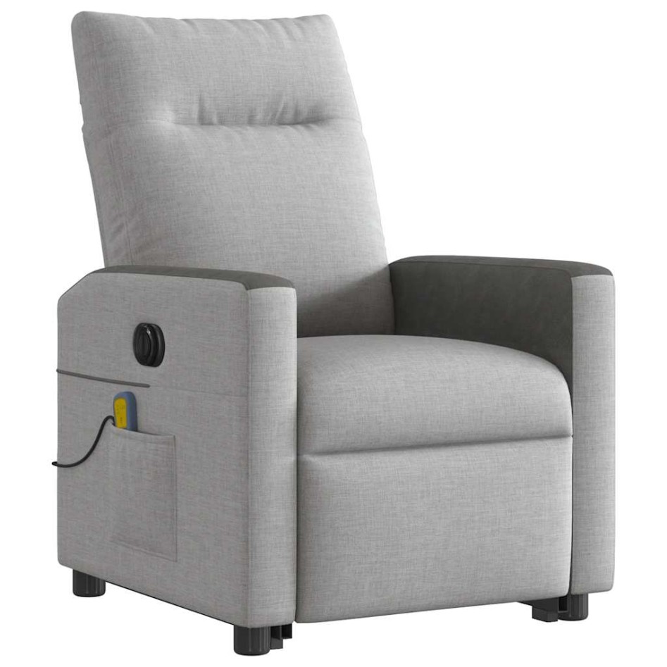 Sillón de masaje eléctrico reclinable elevable tela gris