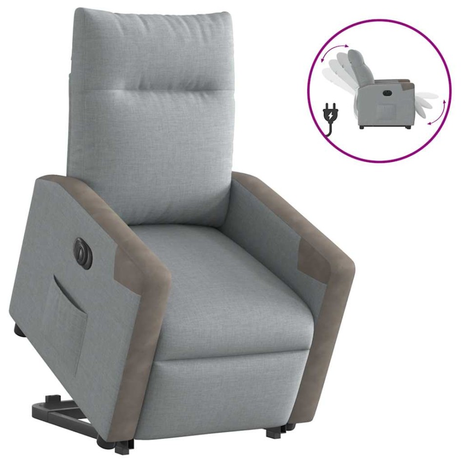 Sillón eléctrico reclinable elevable de tela gris