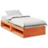 Sofá cama sin colchón madera maciza pino marrón cera 80x200