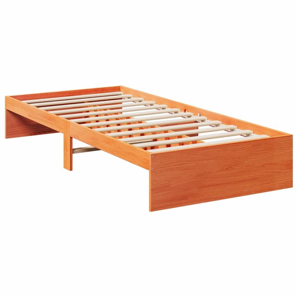 Sofá cama sin colchón madera maciza pino marrón cera 80x200