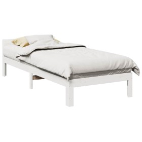 Estructura de cama sin colchón madera de pino blanca 90x200
