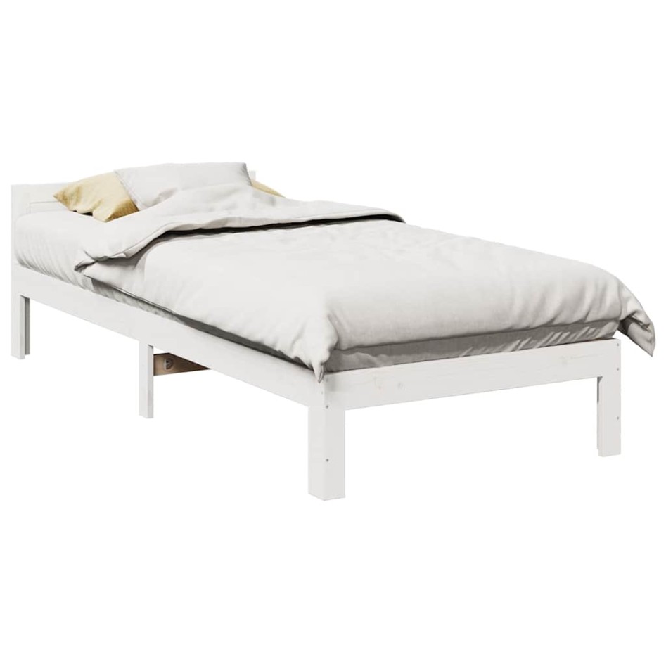 Estructura de cama sin colchón madera de pino blanca 90x200