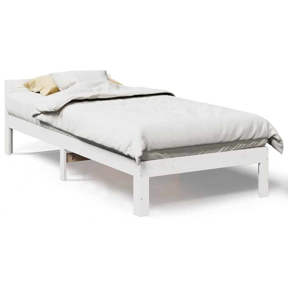 Estructura de cama sin colchón madera de pino blanca 90x200