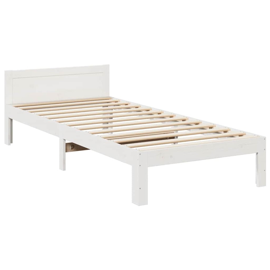 Estructura de cama sin colchón madera de pino blanca 90x200