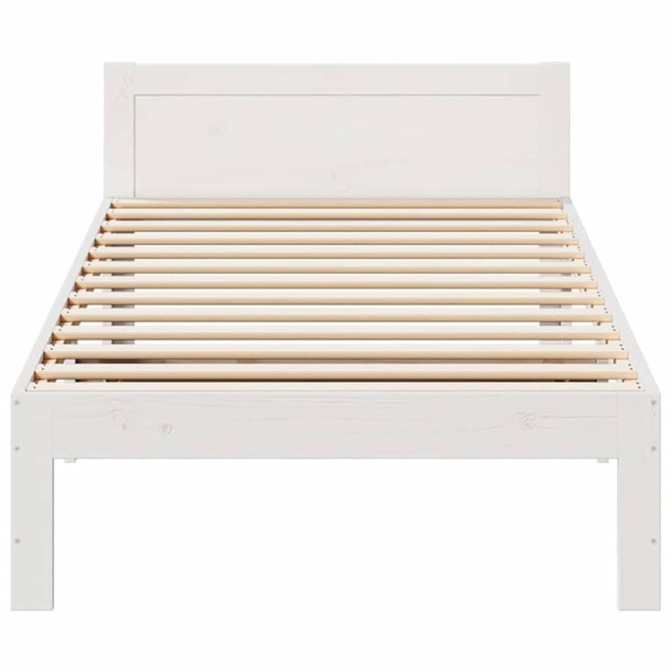 Estructura de cama sin colchón madera de pino blanca 90x200