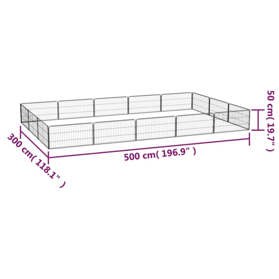 Jaula perros 16 paneles acero recubierto polvo negro 100x50