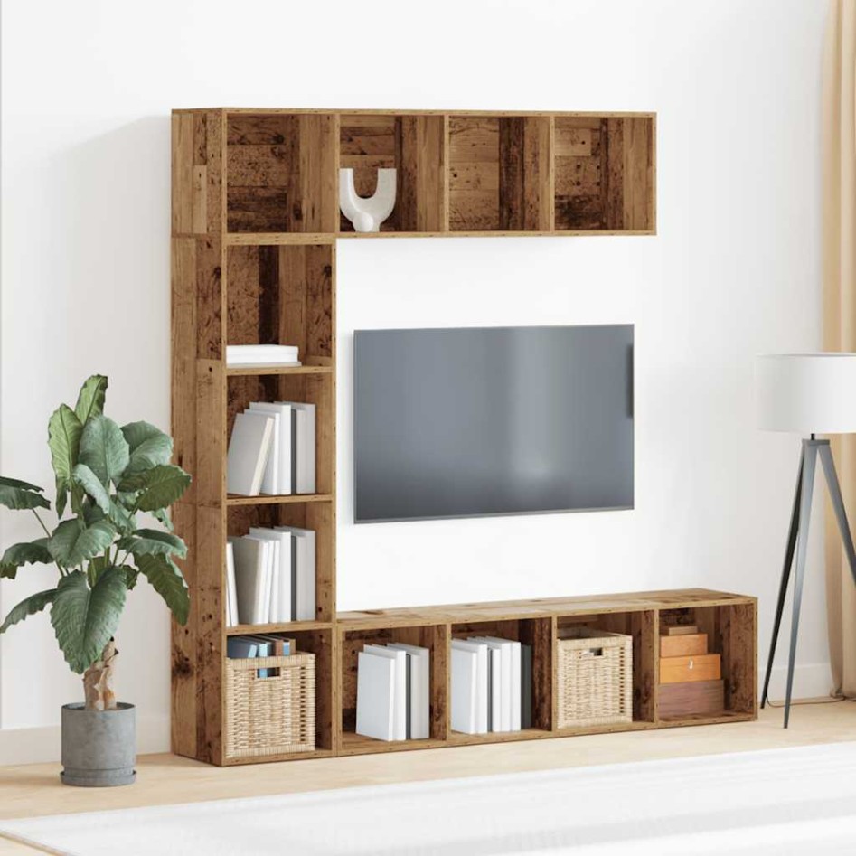 Estantería para libros 3 uds madera vieja madera de