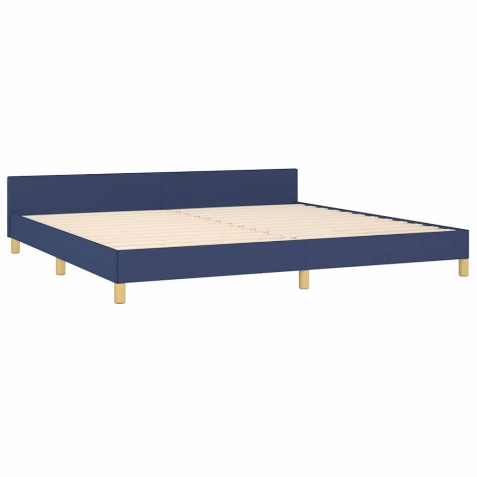 Estructura de cama con cabecero sin colchón tela azul