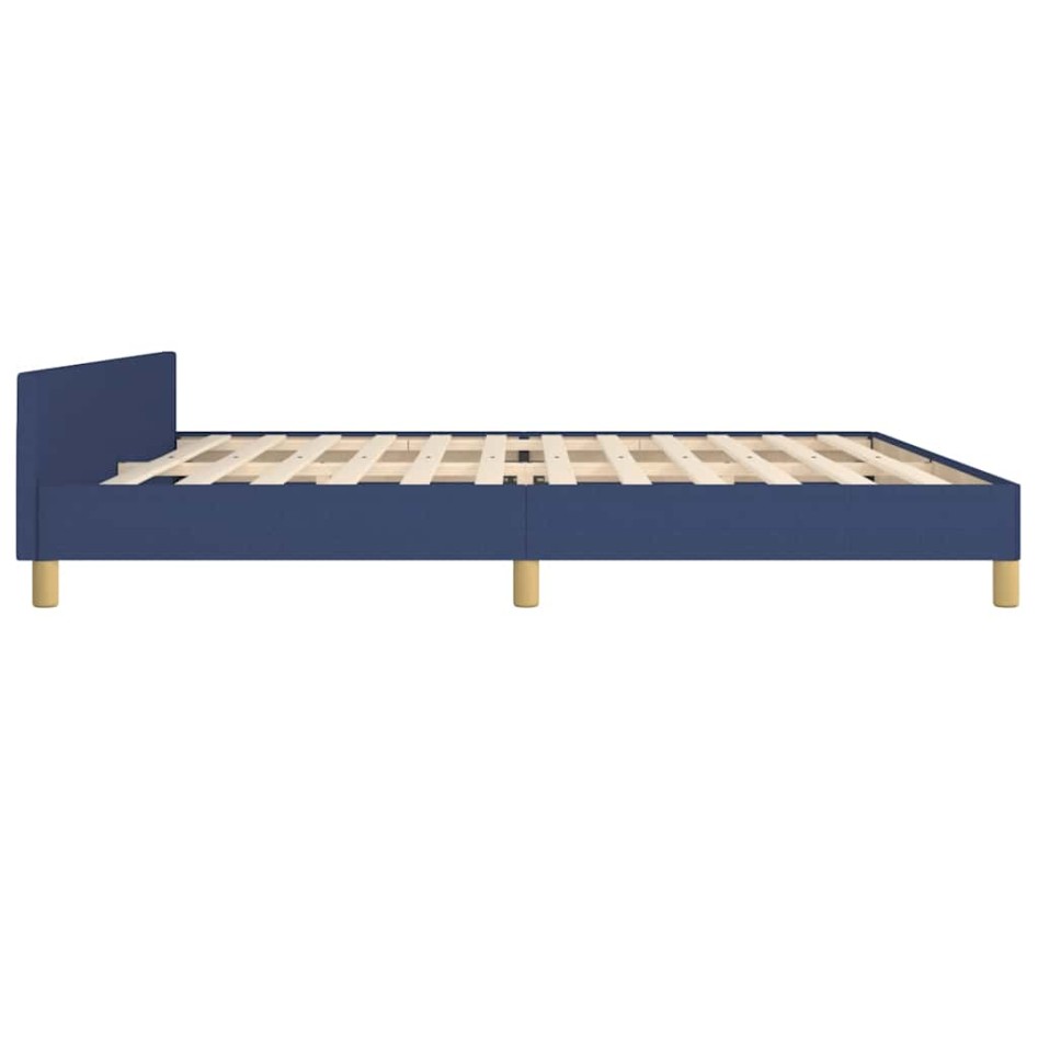 Estructura de cama con cabecero sin colchón tela azul