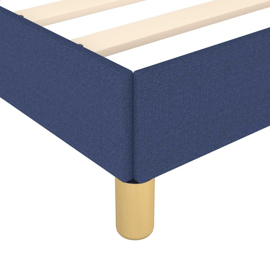 Estructura de cama con cabecero sin colchón tela azul