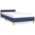 Estructura de cama con cabecero sin colchón tela azul 90x190