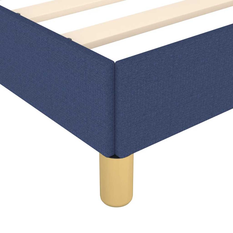 Estructura de cama con cabecero sin colchón tela azul 90x190