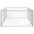 Perrera de exterior puerta acero galvanizado plateado 3x2x1